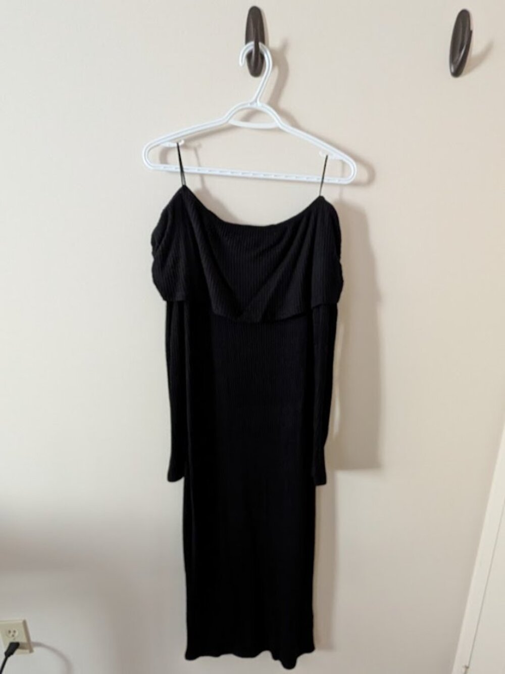 Black Off the Shoulder Sweater Dress